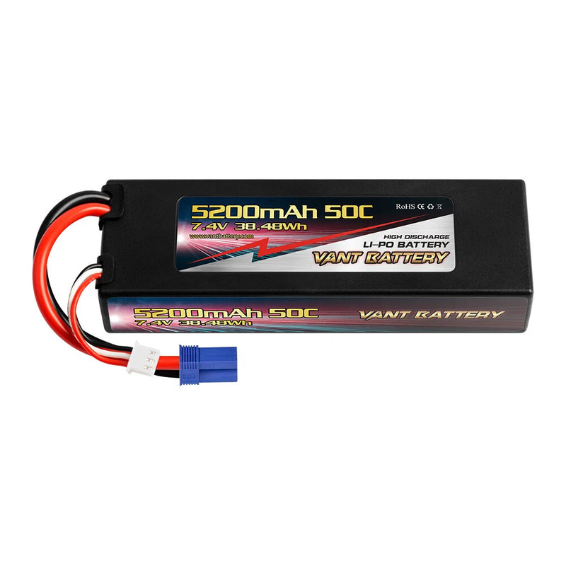 VANT  2S 7.4V 5200mAh 50C Lipo Battery Pack w EC5 Plug Case Proboat ARRMA LOSI