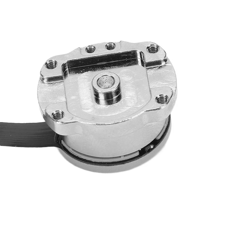 Silver metal drone yaw roll motor repair part with central shaft and mounting screws