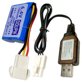 RC LiFePO4 battery pack with EL4.5-3P connector and wired charging plug