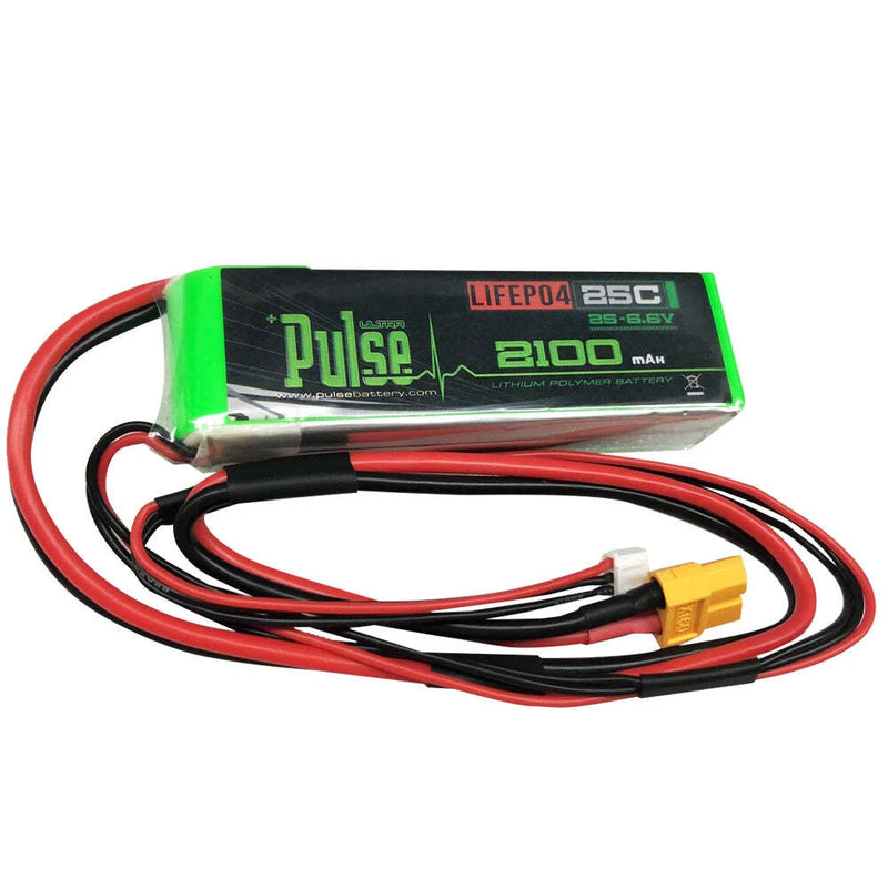Pulse 2100mah 2S 6.6V 25C Receiver LiFePO4 Battery - XT60 Connector - RC TX&RX B Battery