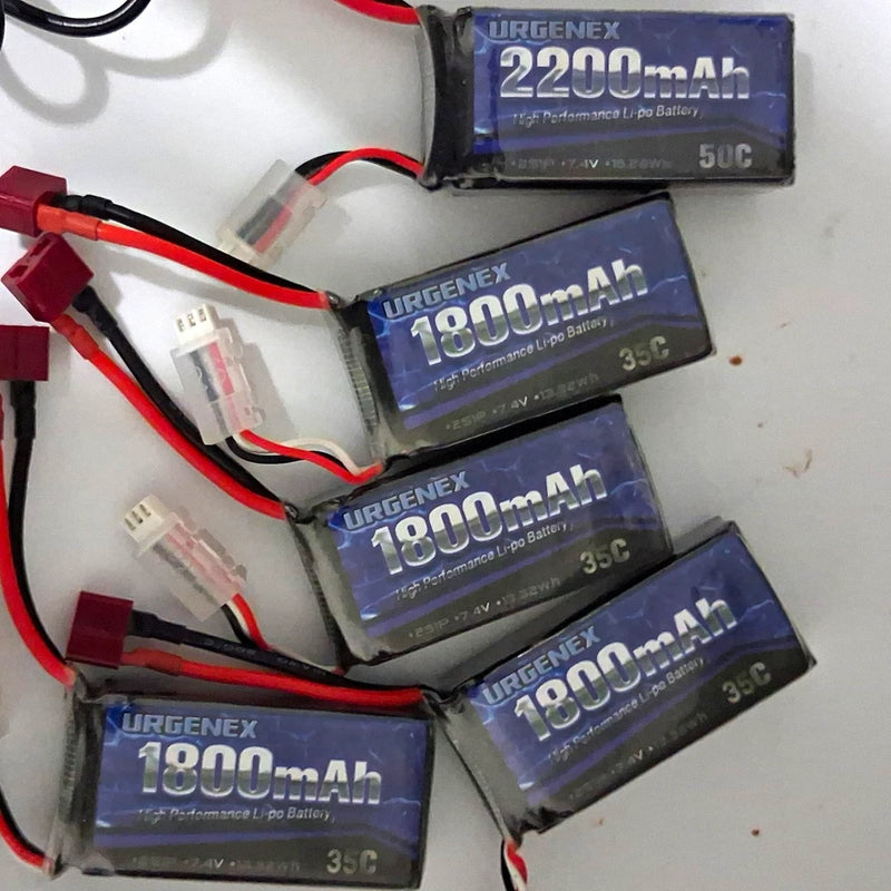 URGENEX LiPo Battery 2S 7.4V 1800mAh 35C for 1:10 RC, MPN 251P Battery