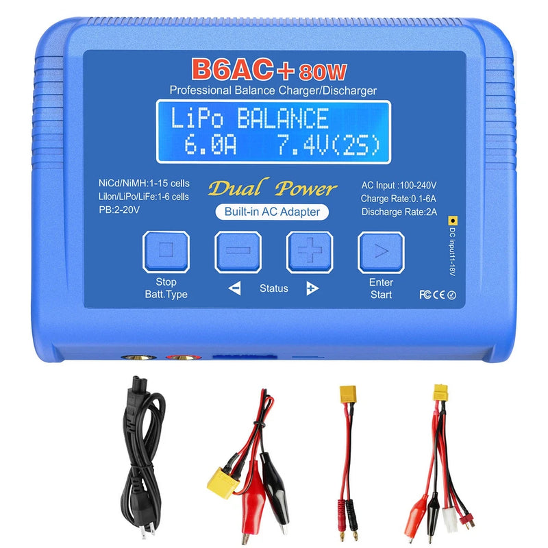 B6AC 80W 6A Balance Charger for LiPo Li-ion LiFePO4 NiMH Pb RC Battery US Battery
