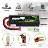 2X Ovonic 5200mAh 2S LiPo Battery 7.4V 50C T for 1/10 RC Car Truck buggy (CYM)