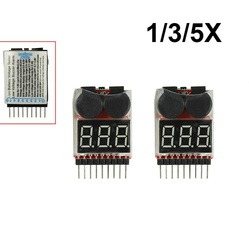 5pcs Lipo Alarm Battery Low Voltage 1S-8S Buzzer Indicator RC Checker Tester