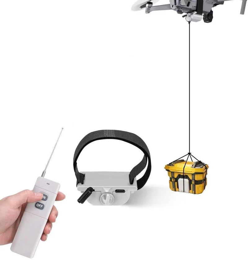 Universal Drone Airdrop System - payload airdrop release device with white