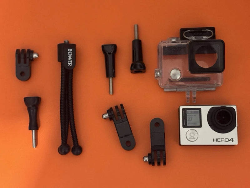 GoPro Hero4 action camera bundle with clear housing and mounting accessories