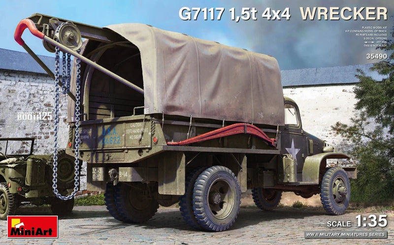 MiniArt 1/35 scale 4x4 wrecker model truck with chain and canvas tarp