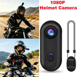 Helmet action camera recorder, black body with lens and mounting straps