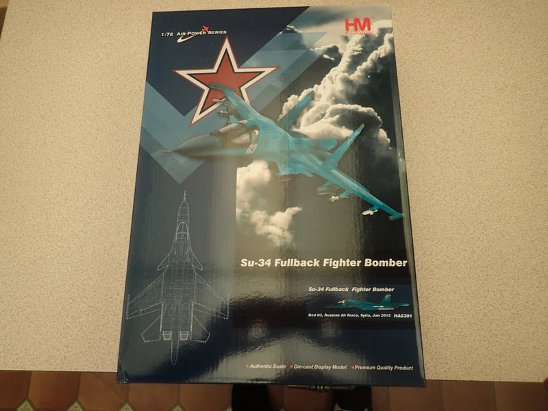 Fighter bomber model box with teal aircraft illustration and red star marking