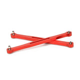 Red metal RC tie rod link with three ball-end mounting points