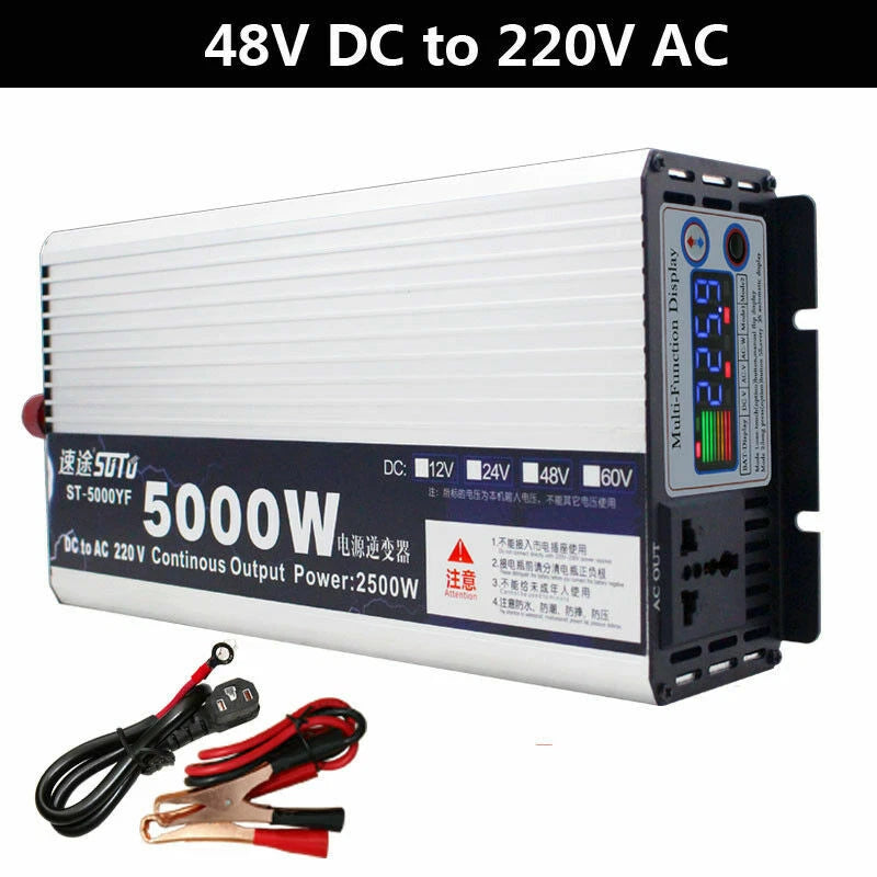 5000W DC12V 24V 48V 60V to AC220V Solar Power Inverter Sine Wave Converter
