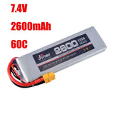 7.4V 2600mAh Lipo Battery with XT60 Plug 2S 60C for RC Model Car Helicopter Battery