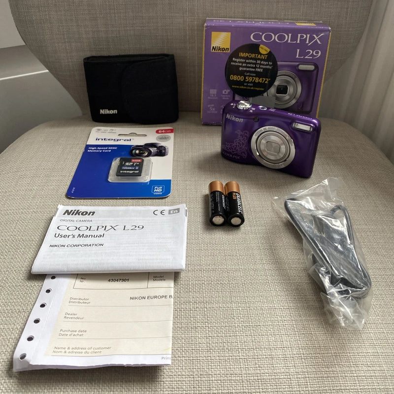 Nikon Coolpix L29 16.1MP Compact Camera Easy Use Purple - Boxed