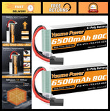 High-Capacity 4S Lipo Battery 6500mAh 14.8V 80C Soft Case for RC Cars, Drones & Battery