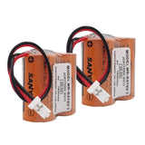 PLC battery pack with two orange cells, red/black wires, and white plug connector
