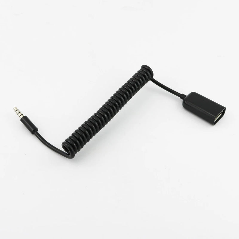 USB 2.0 A Female To 3.5mm 4 Pole Male Audio Retractable/Spring AUX Input Cable