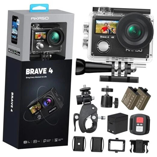 Brave 4 Action Camera 4K 30fps Ultra Hd Video 20MP Photo, EIS, WiFi Remote