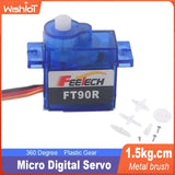 1.5kg.cm FT90R Digital Servo 4.8-6V 360 Degree Continuous Rotation for Arduino