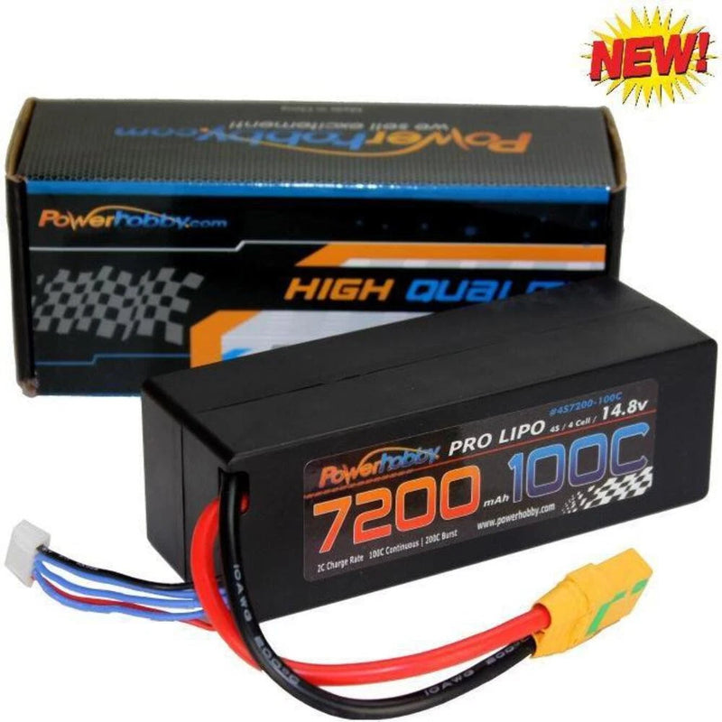 4S 14.8V 7200mAh 100C XT90 Hard Case Lipo Battery Powerhobby PHB4S7200100XT90 Battery