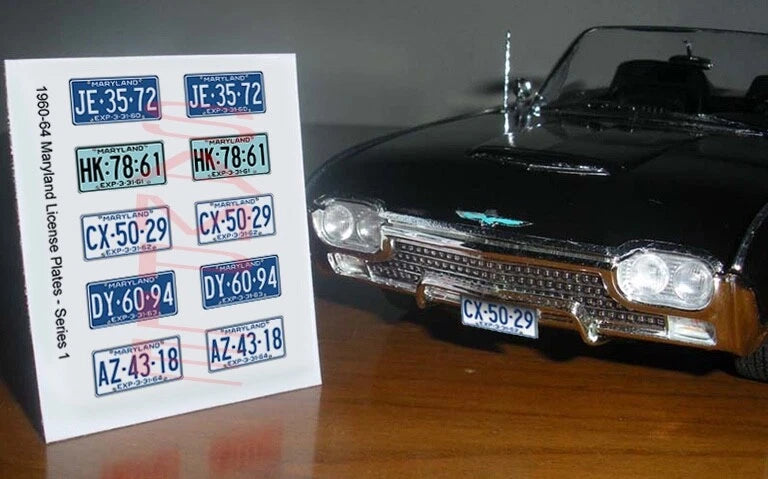 1960 - 1964 MARYLAND miniature LICENSE PLATES for 1/25 scale MODEL CARS¡ªPLS READ