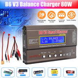 B6 V3 Smart Lipo Battery Balance Charger 80W 6A Discharger for RC NiMH/NiCd LiHV Battery