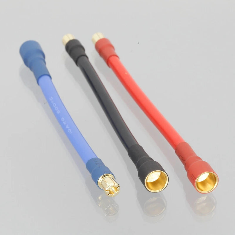 RC ESC bullet connectors 6mm with gold tips—blue, black, red wires