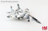 1/72 scale camo fighter jet model, grey and green splinter pattern, front view