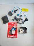 IJOY ARIZE Waterproof Action Camera and Attachments with Mounts & Card Adapter