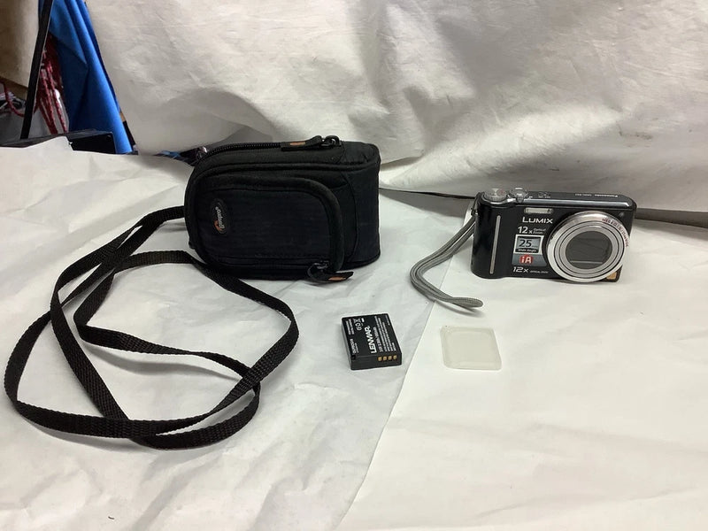 Panasonic LUMIX DMC-ZS1-BLACK-10.1 MP-Digital Camera W/ 2 Batteries Case Card
