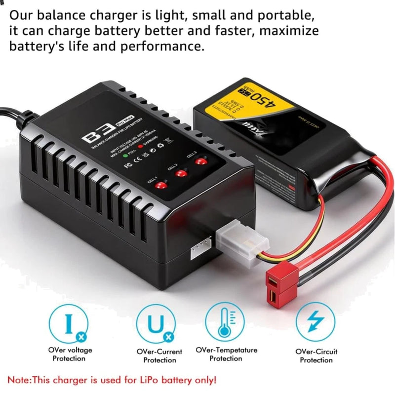 7.4-11.1V LiPo Balance Charger - Lightweight & Quick Charge for RC Lovers