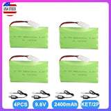 4Pcs 9.6V 2400mAh AA Battery Tamiya Plug with USB Charging Cable for RC Car Boat