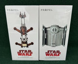 Propel Star Wars battle drone toy box, front view of TIE Advanced and speeder packaging
