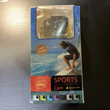 Helmet action sports camera in box, 1080p HD, 2-inch screen, waterproof 30m case