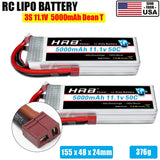 2x HRB 3S LiPo Battery 11.1V 5000mAh 50C Dean T for RC Car Truck Boat Airplane