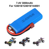 Wltoy RC 7.4V 3000mAh Lipo Battery 2S fr Wltoys 144001 124018 124019 Car Truck