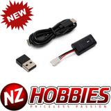 USB-C charger kit with USB-A cable and 3-pin connector, compact battery pack