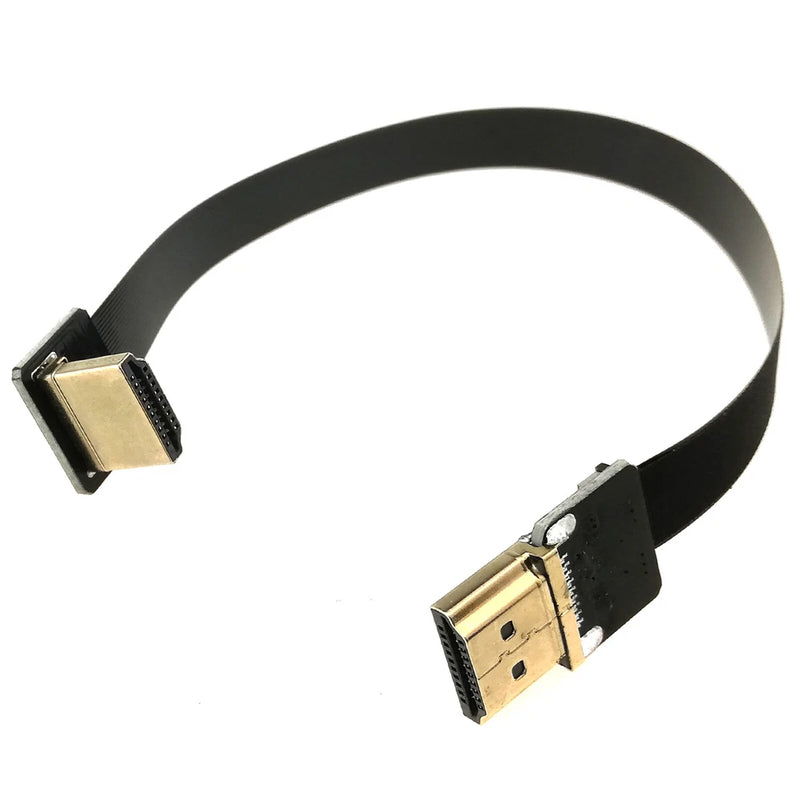 20cm HDMI Flex Cable Down Angled to Flat Plug Connector FPV Camera 4K Video Wire