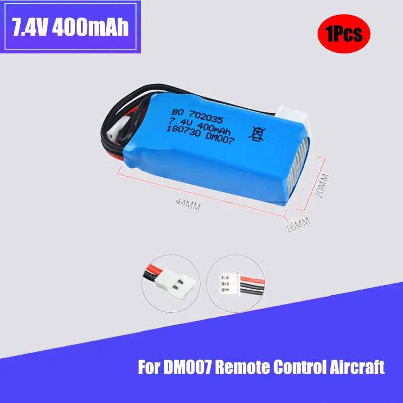 7.4V 400mAh 20C Lipo Battery XH2.54 plug For RC DM007 Airplane Quadcopter Drone