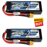 NHX Muscle Pack 3S 11.1V 6500mAh 100C Lipo Battery (2) w/ XT60 Connector Battery