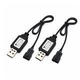 2 Pack 7.4V LiPo SM-4PIN USB Charger Cable 60cm 1000mA for RC Car Boat Drone Battery