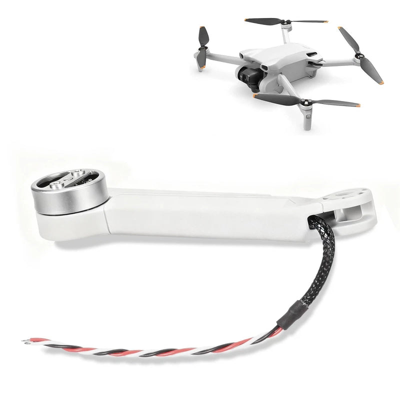 White drone motor arm assembly with wiring harness, rear right arm replacement part
