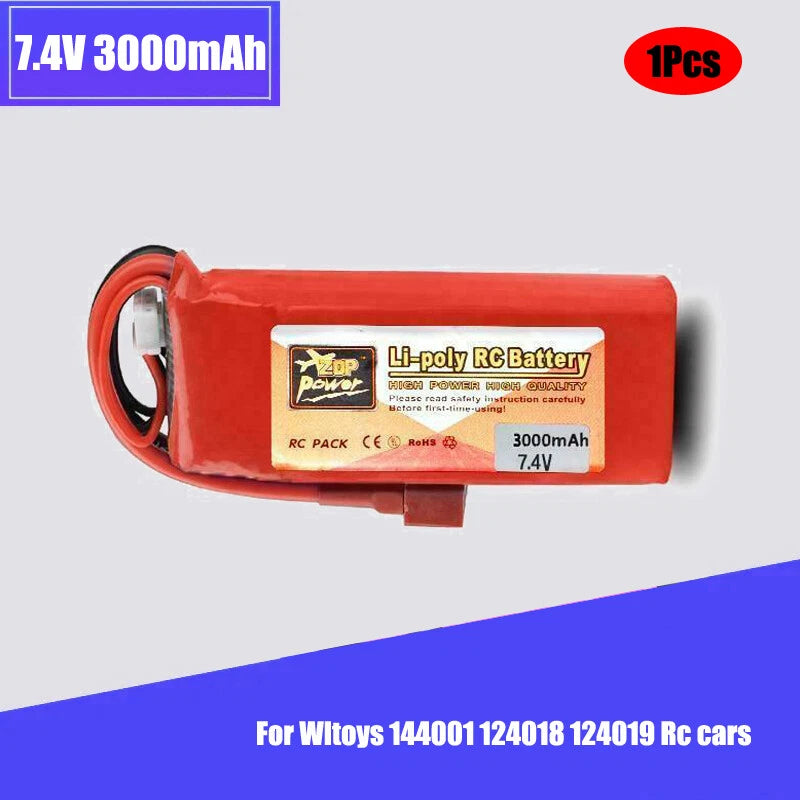 1pcs Lipo Battery Upgrade 2s 7.4v 3000mAh For Wltoys 144001 124018 124019 Rc Car