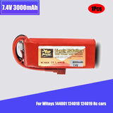 1pcs Lipo Battery Upgrade 2s 7.4v 3000mAh For Wltoys 144001 124018 124019 Rc Car