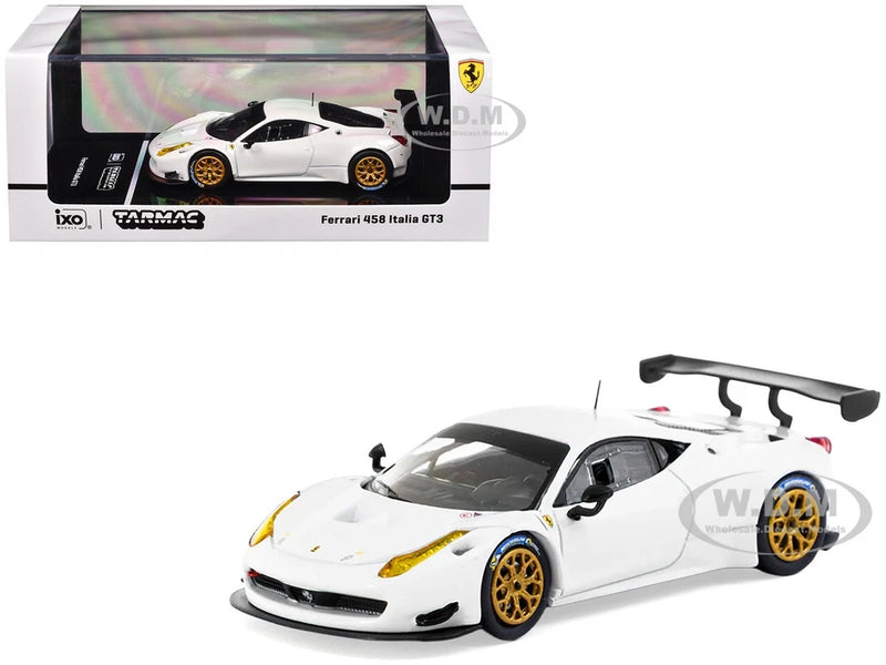 FERRARI 458 ITALIA GT3 WHITE 1/64 DIECAST MODEL CAR BY TARMAC WORKS T64R-074-WH