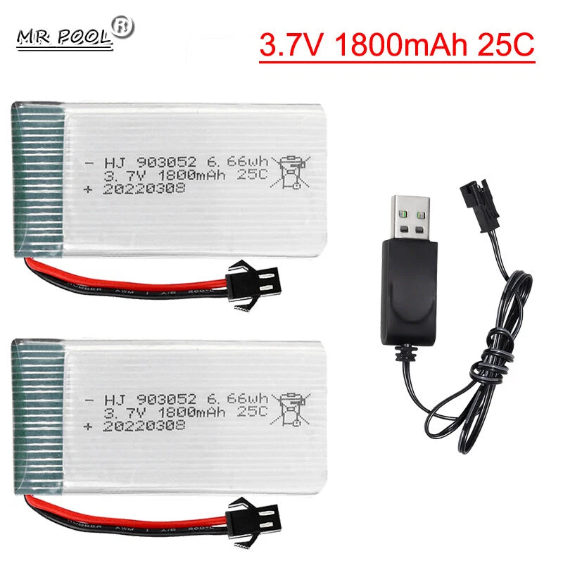 3.7V 1800mAh 25C Lipo battery and USB for SYMA X5SW X5 X5S X5C M18 H5P KY601S RC