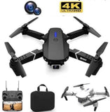 4K dual-camera RC drone with four propellers and foldable arms