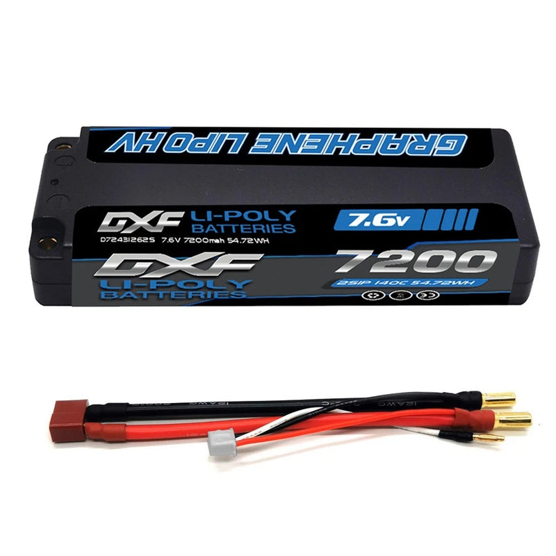 2xDXF 2S LiPo Battery 7.6V 140C 7200mAh DEANS/T 5MM RC Car Truck Racing tour car