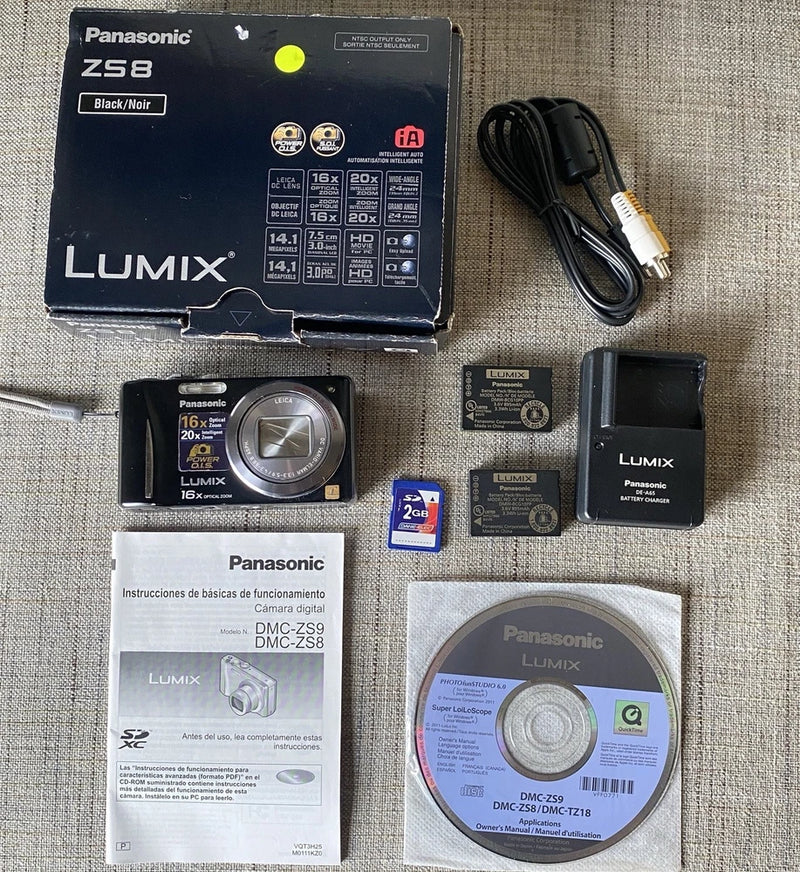 Panasonic Lumix DMC-ZS8 14.1 MP Digital Camera BUNDLE + Battery + Charger + SD