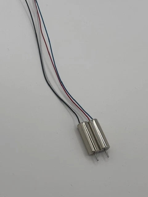 RC drone replacement motor pair with wire leads and metal connectors