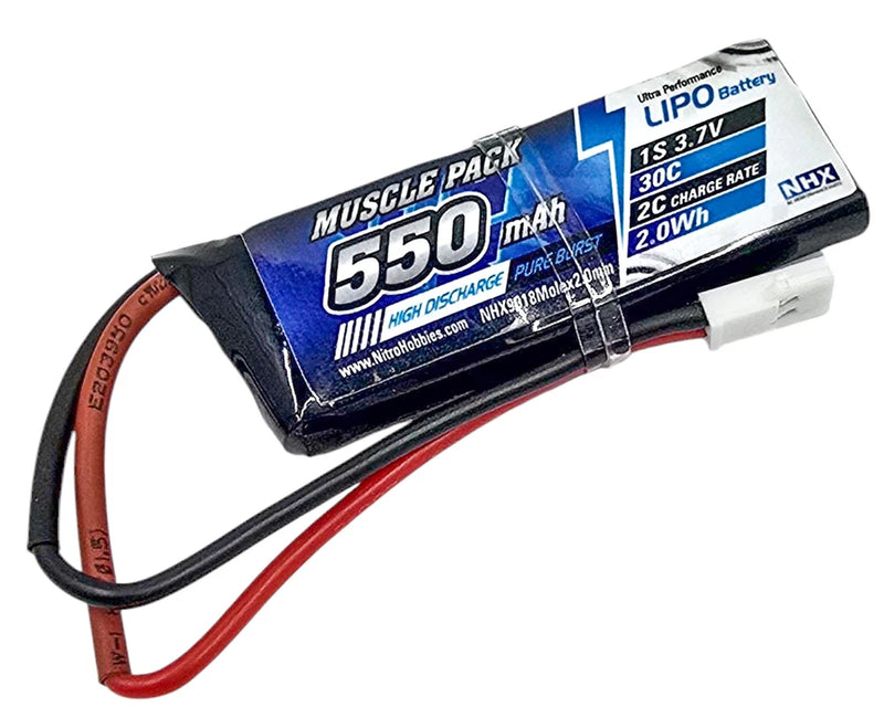 NHX RC 1S 3.7V 550mAh 30C Lipo Battery Enduro 1/24 w/ Molex 2.0mm Connector Battery